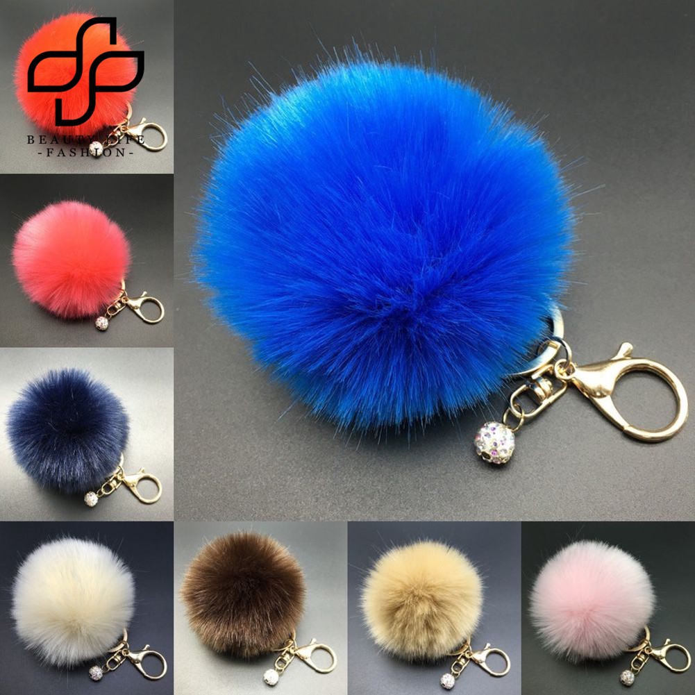 Móc chìa khóa hình cục bông pompom xinh xắn