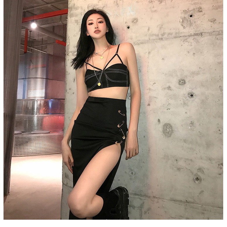 (SẴN M) Chân Váy Body Cạp Cao Xẻ Hông Sexy