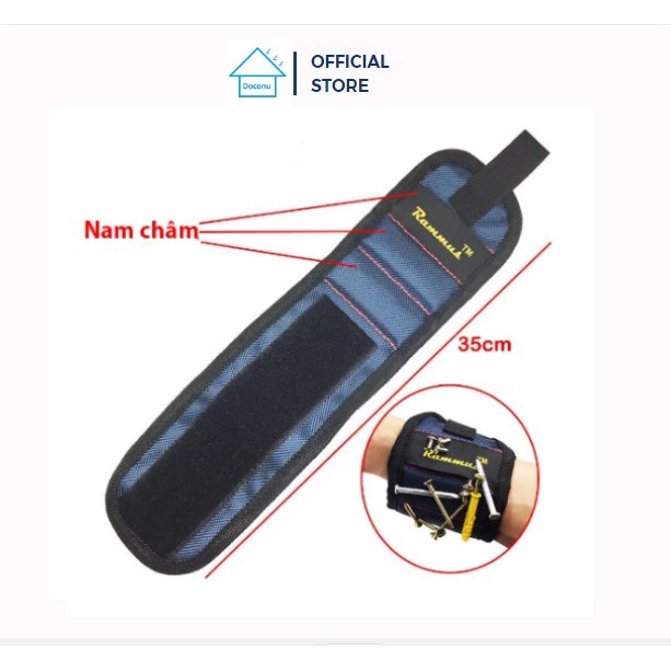Vòng đeo tay nam châm giữ đinh, ốc vít, tô vít, khoan, bulong Doconu