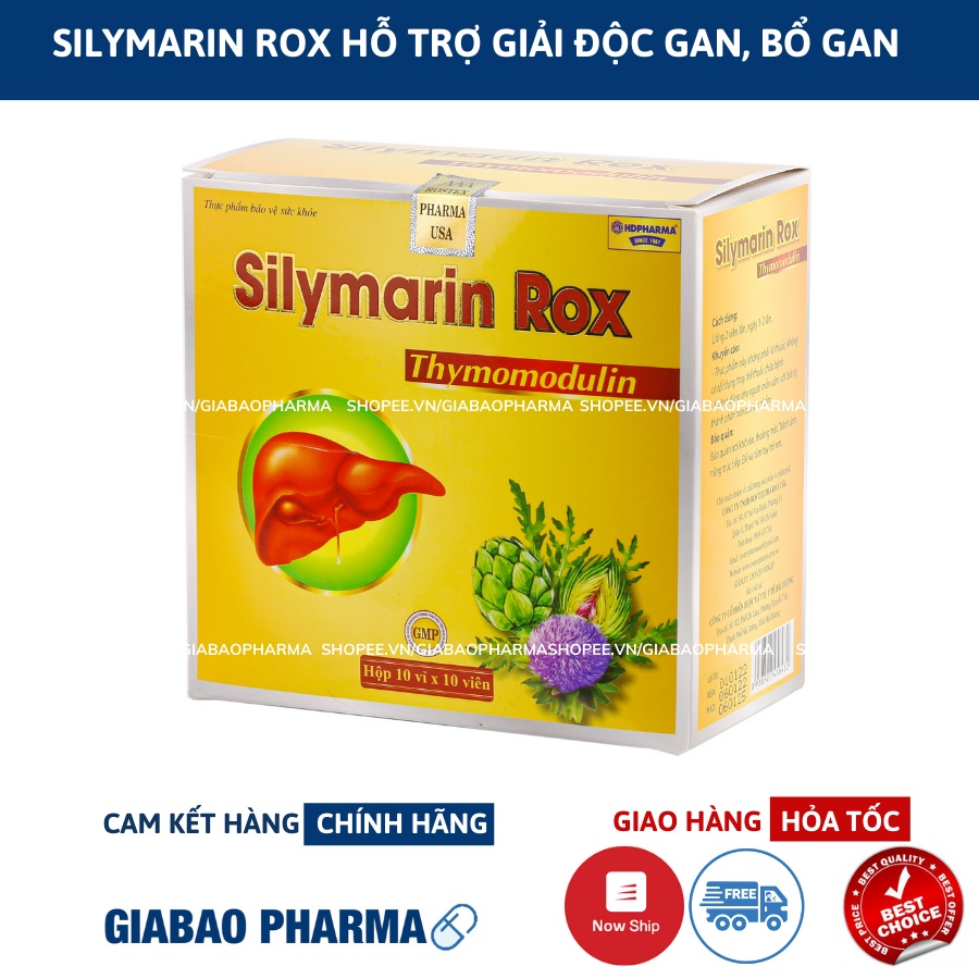 Silymarin Rox hỗ trợ giải độc gan, bổ gan, hạ men gan HD Pharma (Hộp/100 viên)