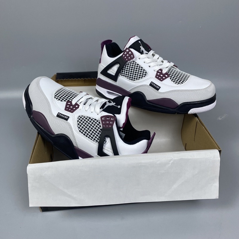 Giày Jordan 4 Paris Saint Germain Sneaker Nam - Giày JD4 Bóng Rổ PSG Màu Trắng Tím