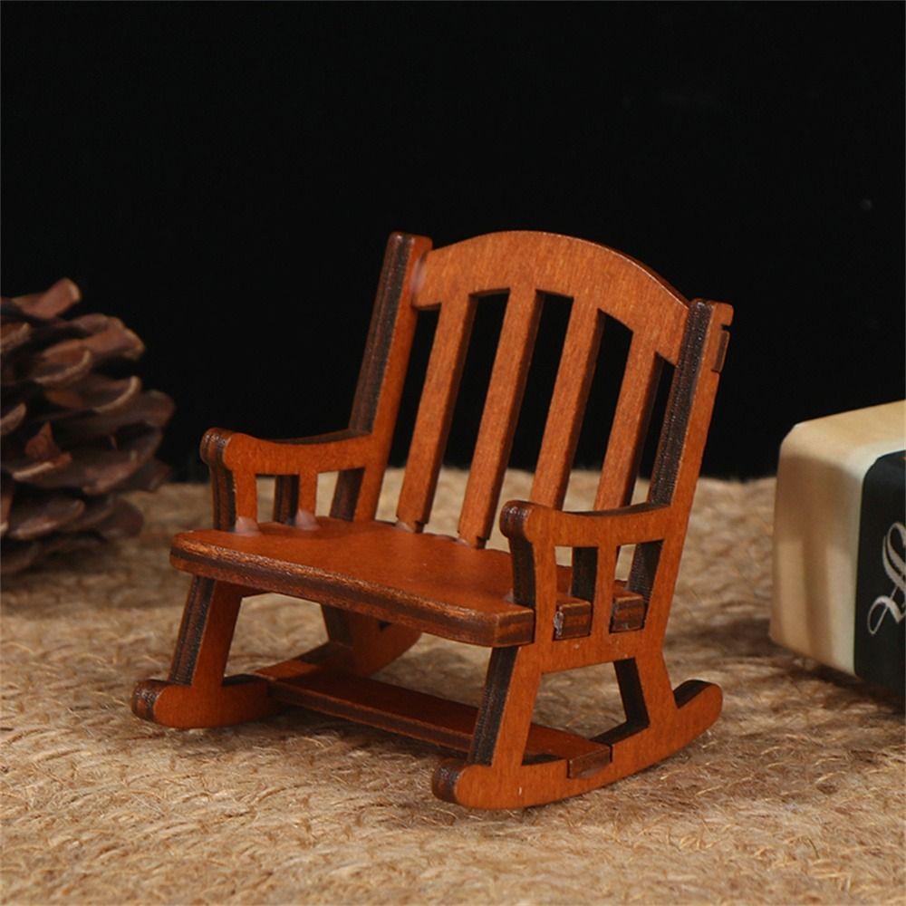 Mô Hình Ghế Gỗ Mini Tỉ Lệ 1 / 12 Dùng Trang Trí Nhà Búp Bê