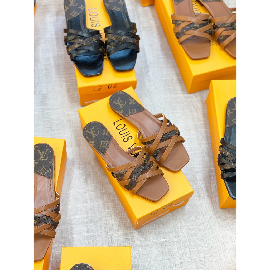 [ Ảnh thật 100%] Dép lê nữ thời trang, dép lê nữ L.V hot 2021 full box