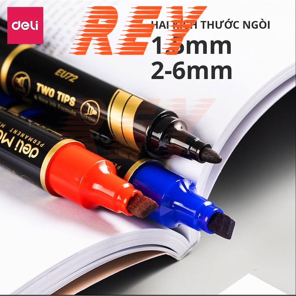 Bút lông dầu cây to 2 đầu viết thùng không bôi được Mate U72 Deli
