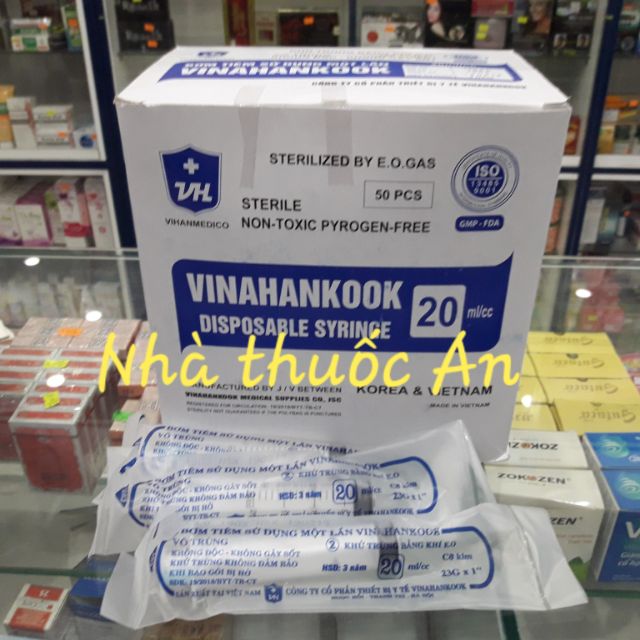 Hộp 50 cây bơm tiêm 20ml vinahankook