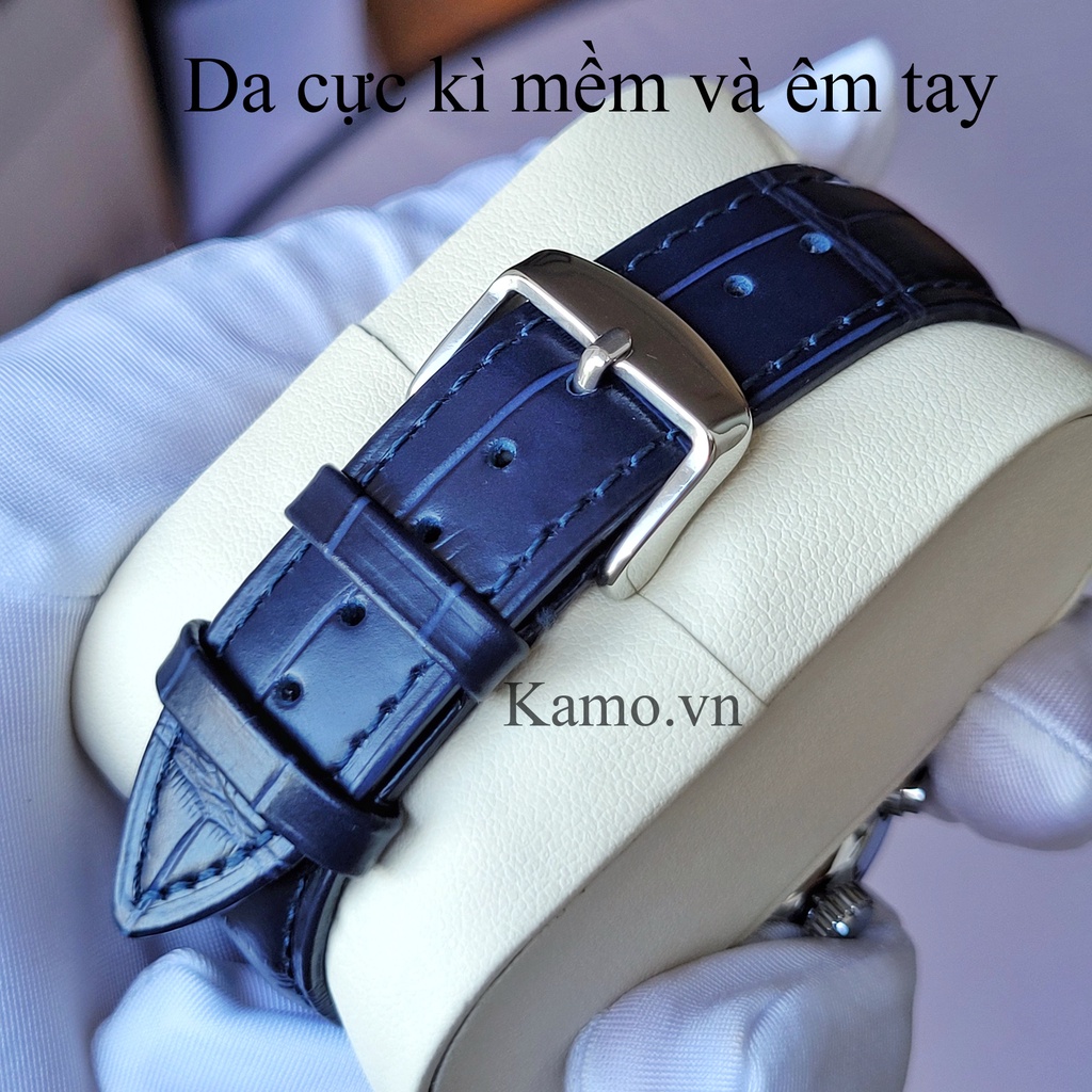 Dây đồng hồ da bò dập vân cá sấu size 22mm 20mm 18mm, dây da đồng hồ nam nữ cao cấp, quai đeo đồng hồ da bò