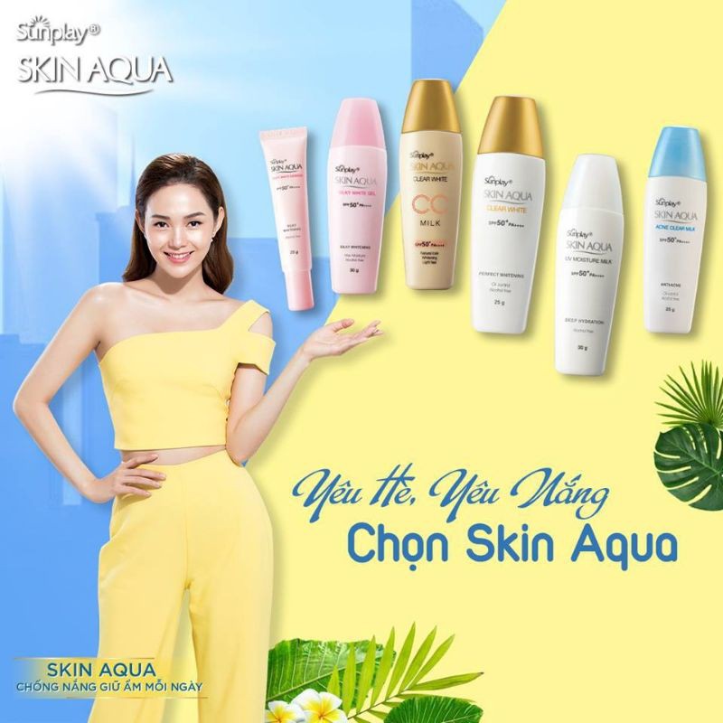 (Mẫu mới 2024) Sữa chống nắng tạo nền Sunplay Skin Aqua Clear White CC Milk 25g