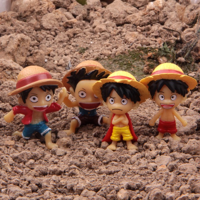 Cod 4Pcs DIY Toys One Piece mini Luffy Dolls