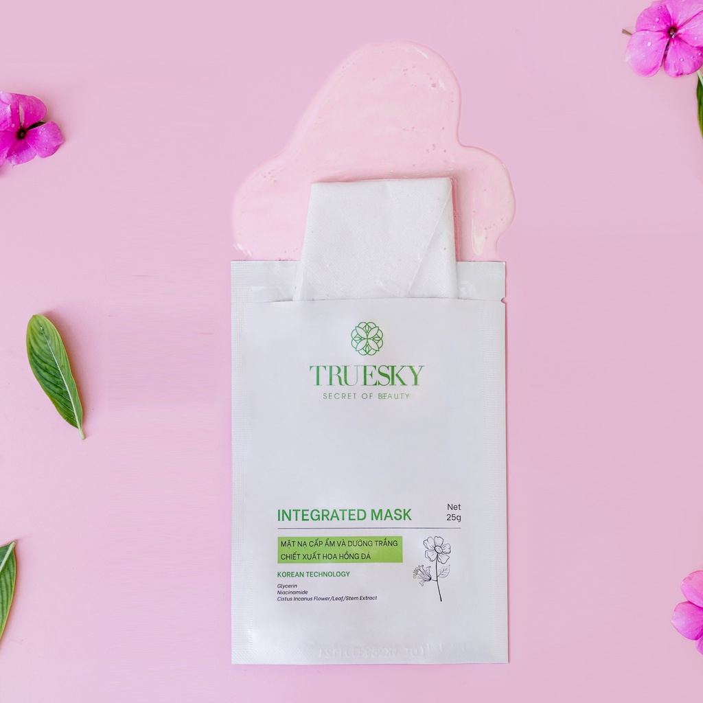 Mặt nạ dưỡng trắng da và ngăn ngừa lão hoá Truesky Integrated Mask chiết xuất hoa hồng đá 25g