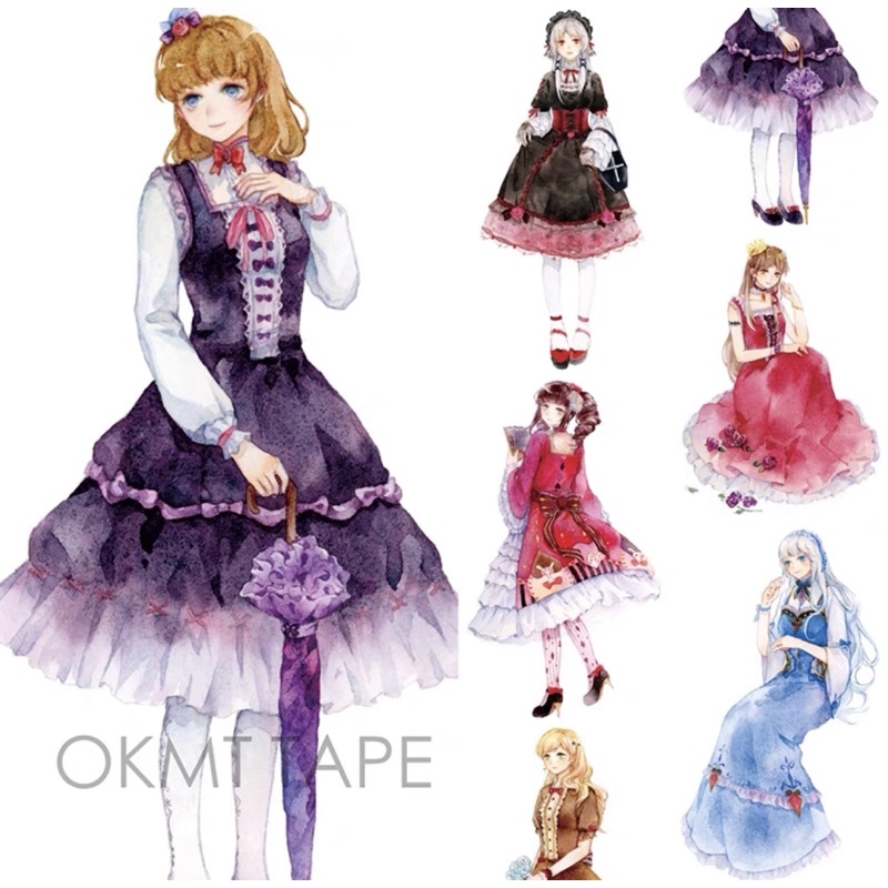 WS014 Washi tape trang trí tập vở, sổ tay OKMT  Lolita