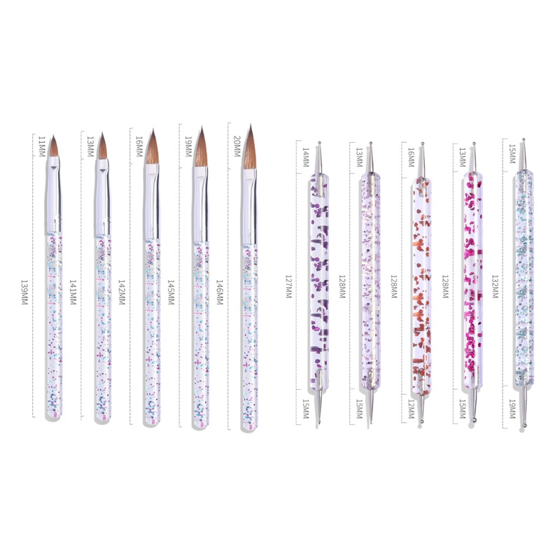 1 Bộ Cọ Vẽ Móng Tay Đầu Tròn Phẳng Chuyên Dụng