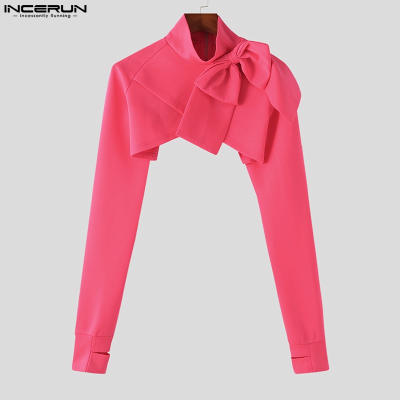 Áo thun Incerun dài tay cổ cao có khóa kéo cho nam