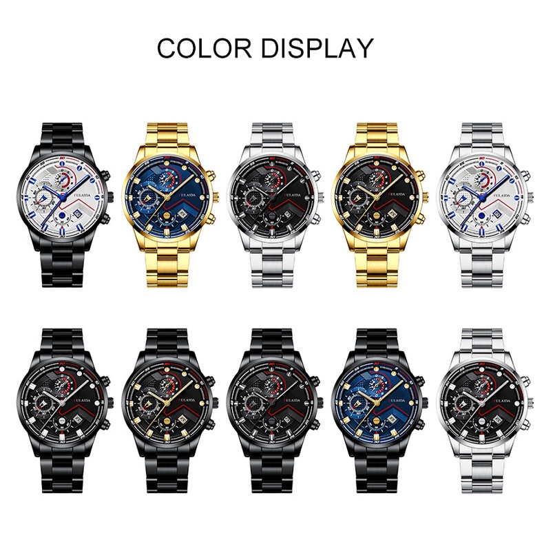 LWCC 811 Đồng hồ quartz nam dây đeo thép không gỉ thời trang