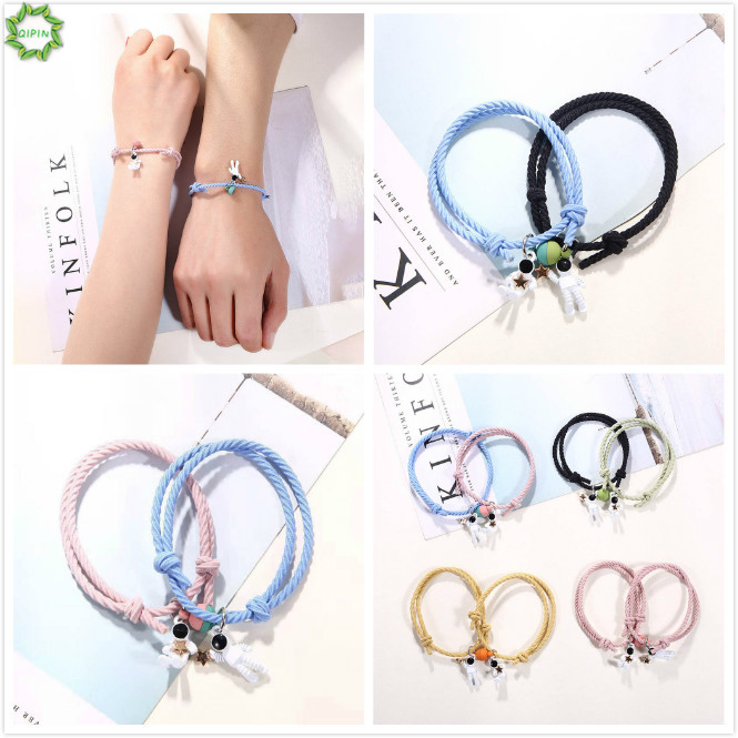 Set 2 Vòng Đeo Tay Cao Su Có Nam Châm Phong Cách Phi Hành Gia Cho Cặp Đôi