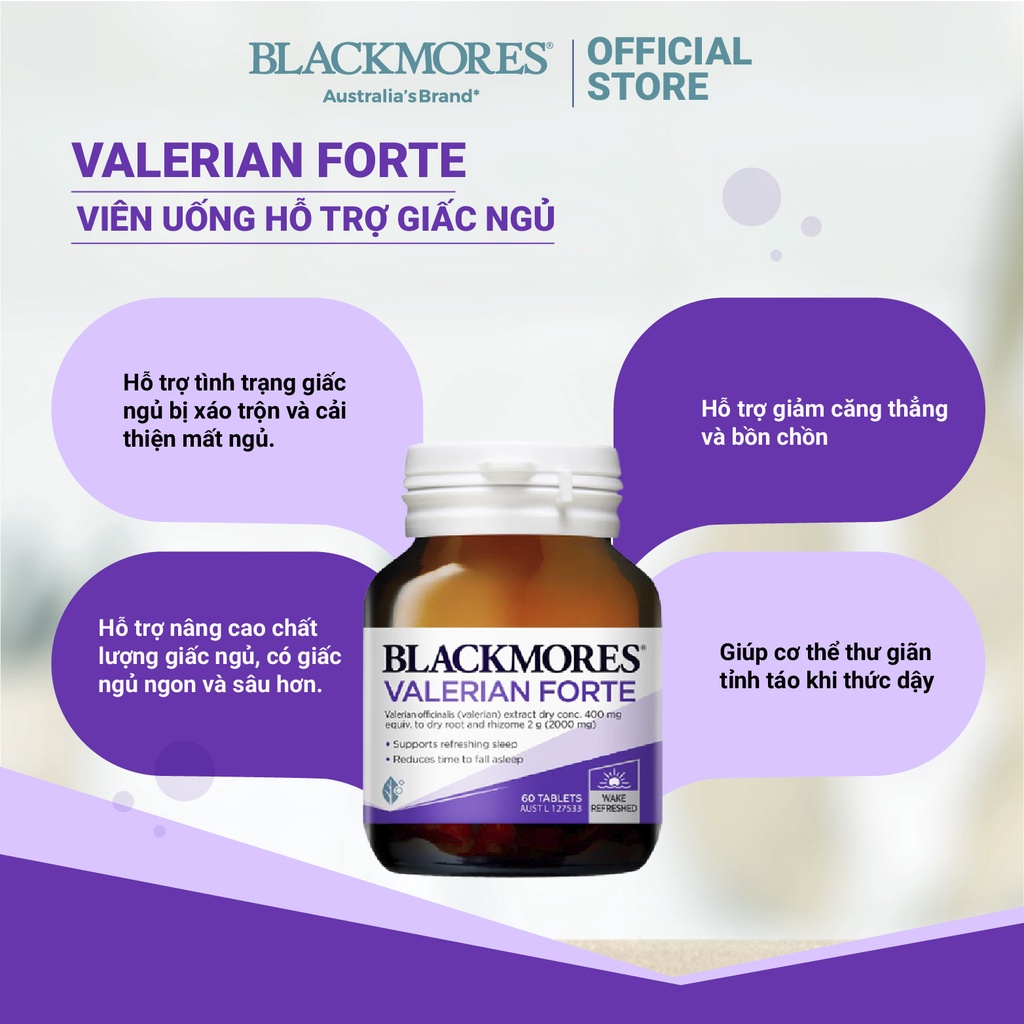 Viên Uống Valerian Forte 2000mg Blackmores Úc 30,60 Viên Giúp Cải Thiện Chất Lượng Giấc Ngủ