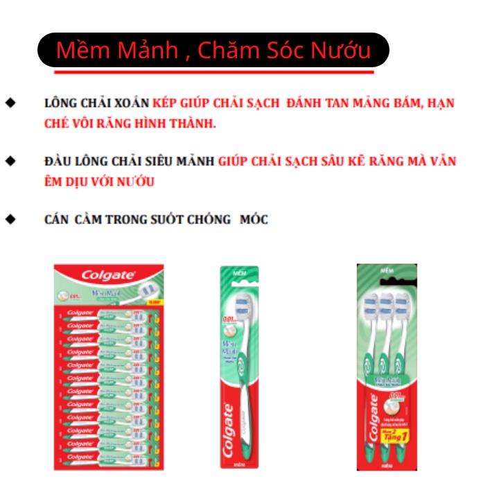 Bàn chải đánh răng Colgate Lông mềm mảnh chăm sóc nướu