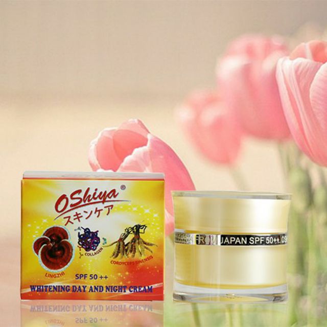 Kem dưỡng trắng da ngừa nám tàn nhang Oshiya collagen linh chi, đông trùng hạ th