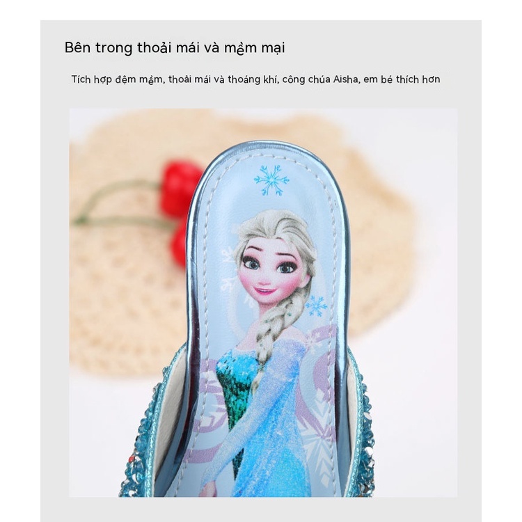 Công chúa thắt nơ Elsa Dép sục cho bé gái họa tiết hoạt hình đáng yêu siêu nhẹ chống trơn trượt dép trẻ em 1-10 tuổi Thời trang Dép lê