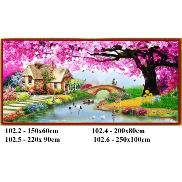 [ SALE] Tranh đính kín tổ ấm hạnh phúc tuyệt đẹp 150x60cm ( Tranh thêu chữ thập)