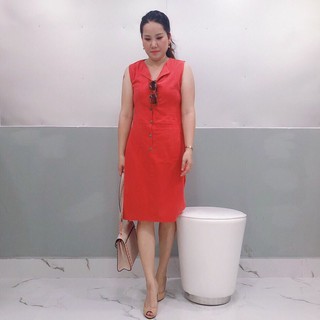 ÁO ĐẦM VẢI LINEN CỔ VÉT