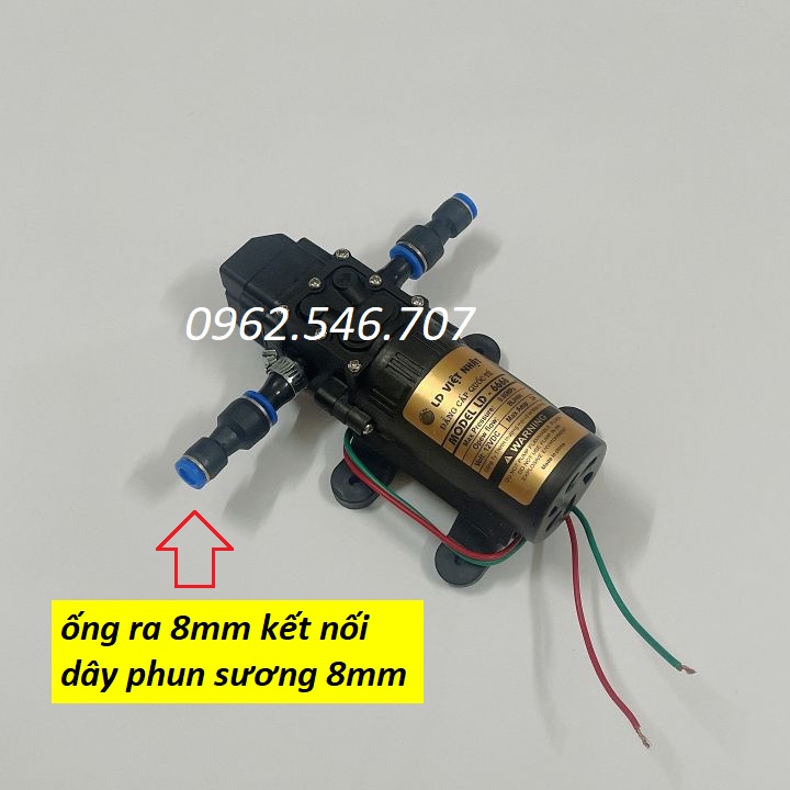 Máy Bơm Nước Mini Tăng Áp Kèm Nguồn Adaptor 12V Rửa Xe, Phun Sương Tưới Lan | máy bơm nước 12v kèm nguồn cực khoẻ