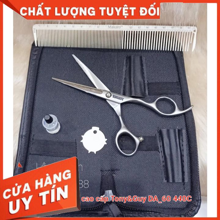 Kéo cắt tóc TONI &amp; GUY DA -60 440C + bao da đựng kéo + 1 lược  loại 1 Chất liệu thép siêu bền siêu bén _ chuyên dụng