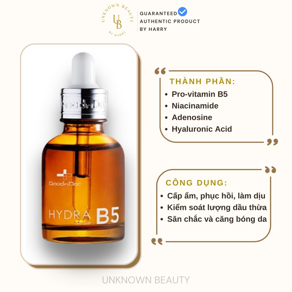 Tinh Chất Phục Hồi và Làm Dịu da mụn, da nhạy cảm Goodndoc Hydra B5 Serum | Unknown Beauty