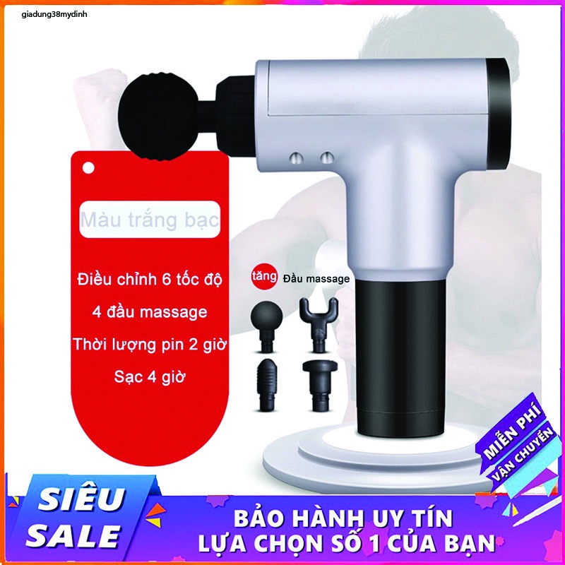 Máy massage cầm tay mini đấm lưng, mát xa trị liệu nhức mỏi vai gáy, đau giãn cơ 4 đầu 6 chế độ