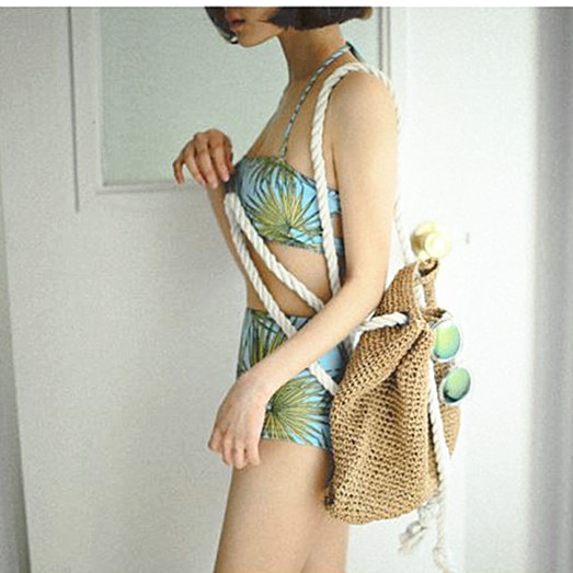 CÓ SẴN SET bikini eo cao họa tiết lá dừa | WebRaoVat - webraovat.net.vn