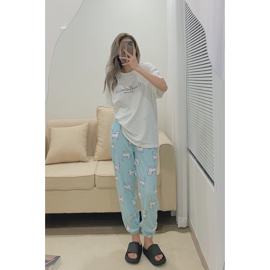 Quần cotton dáng dài (ib chọn màu )