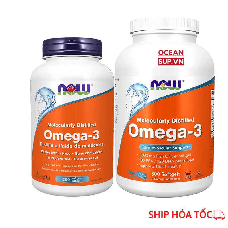 Dầu Cá NOW Omega-3 180 EPA / 120 DHA, Chưng cất phân tử, Hỗ trợ tim mạch