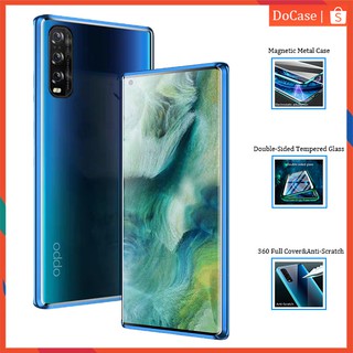 Ốp điện thoại 2 mặt viền kim loại dạng kính cường lực cho OPPO Find X2