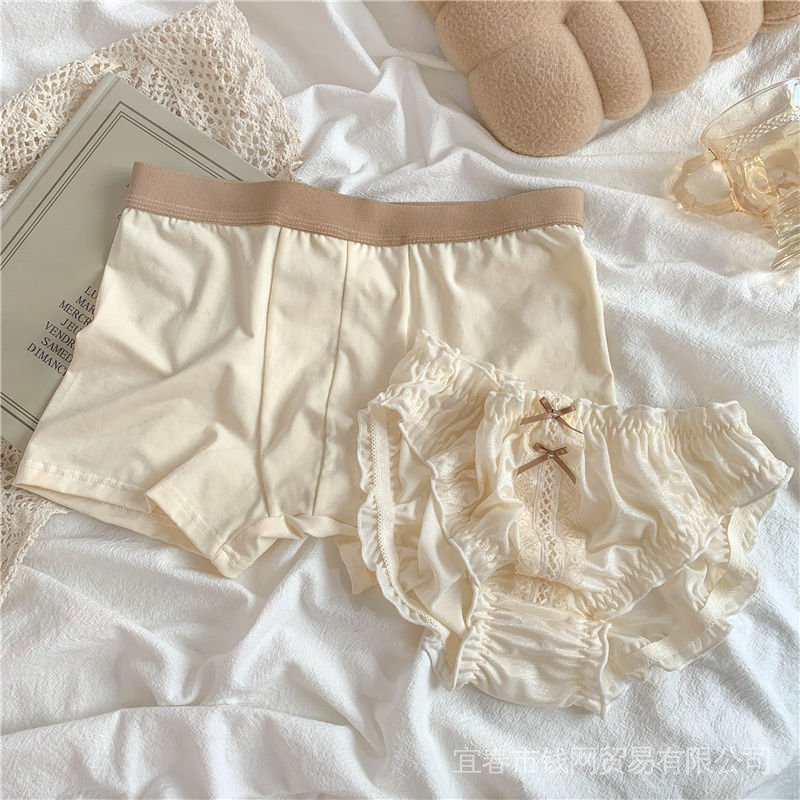 Bộ Đồ Lót Cotton Một Mảnh Màu Trắng Kem Thoải Mái Thoáng Khí Phong Cách Nhật Bản Cho Cặp Đôi