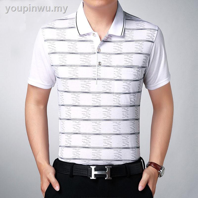 áo polo Vải Cotton Dáng Rộng Thời Trang Mùa Hè Cho Nam Từ 40-50 Tuổi