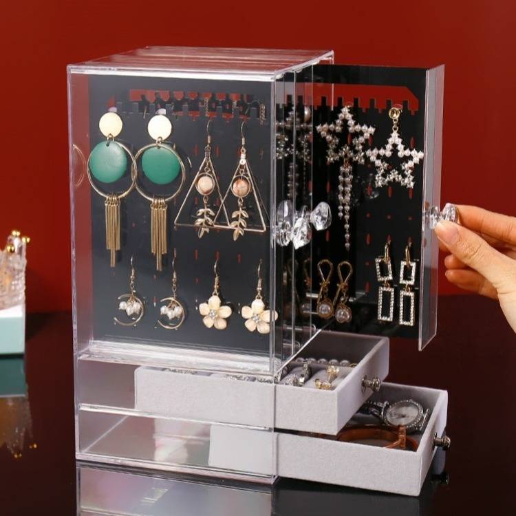 hộp đựng trang sức Giá Treo Trưng Bày Bông Tai/Dây Chuyền Trong Suốt Sức Chứa Lớn