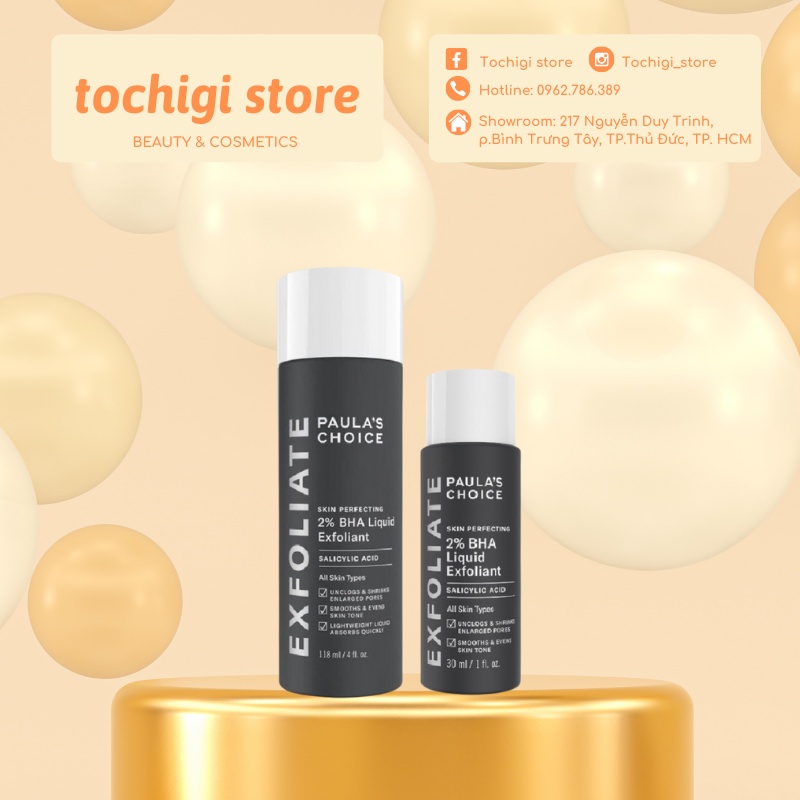 Dung dịch loại bỏ tế bào chết Paula's Choice 2% BHA Skin Perfecting Liquid Exfoliant 30ml &amp; 118ml