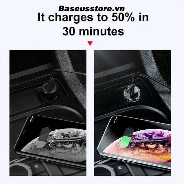 Tẩu sạc đa năng tích hợp bộ chia cổng sạc Baseus 80W USB 3.1A trên xe hơi, ô tô tải