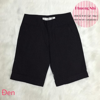 Quần Lửng Ống Suông Linen Màu Đen