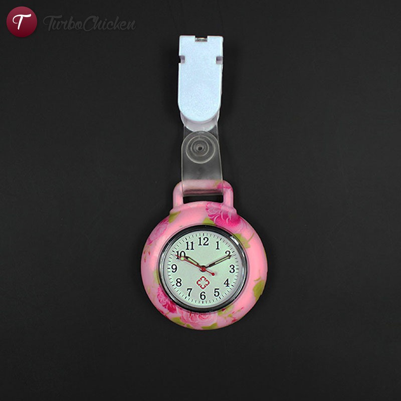 #Đồng hồ đeo tay# Nurses Doctor Quartz Fob Watch Silicone Case Band Pocket Watch