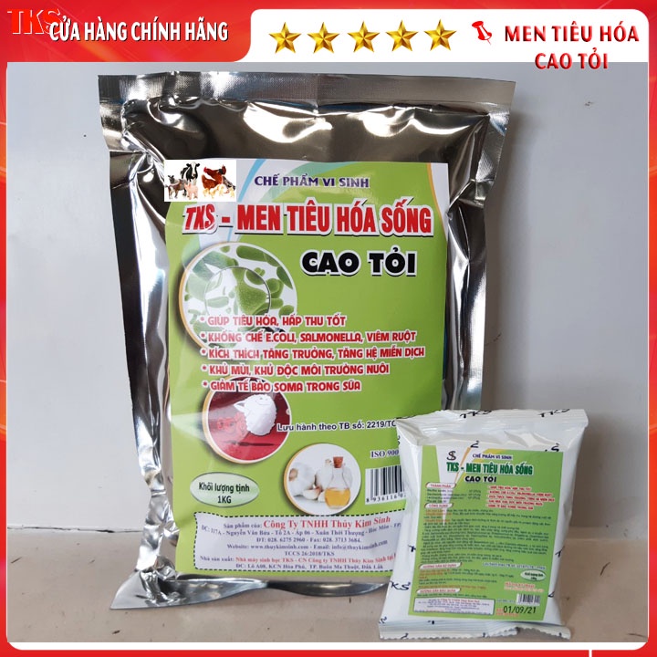 TKS - MEN TIÊU HÓA SỐNG CAO TỎI: Tằn Cường Đề Kháng Vật Nuôi  - Gói 100 gr