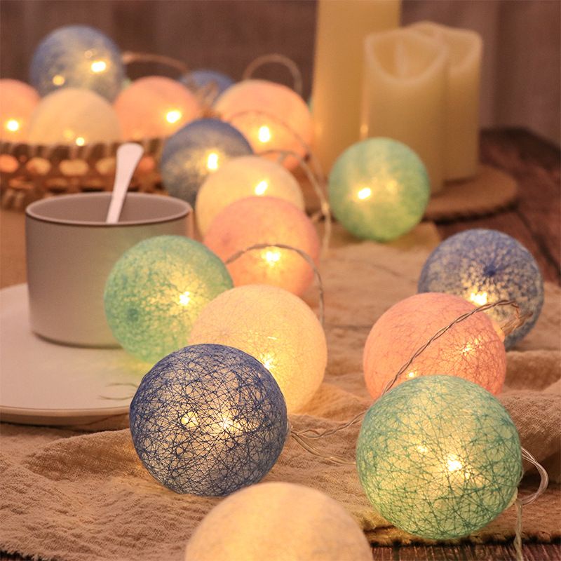 Dây đèn led banh chỉ cotton trang trí decor nhà cửa, lễ Tết (cắm điện)