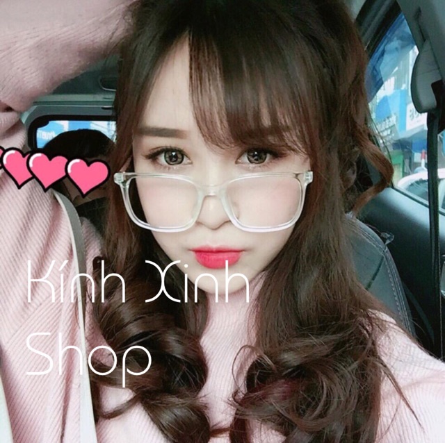Kính Trong Suốt mắt vuông bé- gọng kim loại