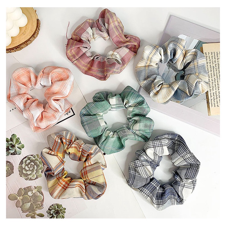 Dây Buộc Tóc Họa Tiết Kẻ Sọc Nhiều Màu Phong Cách Hàn Quốc Cho Nữ JP6