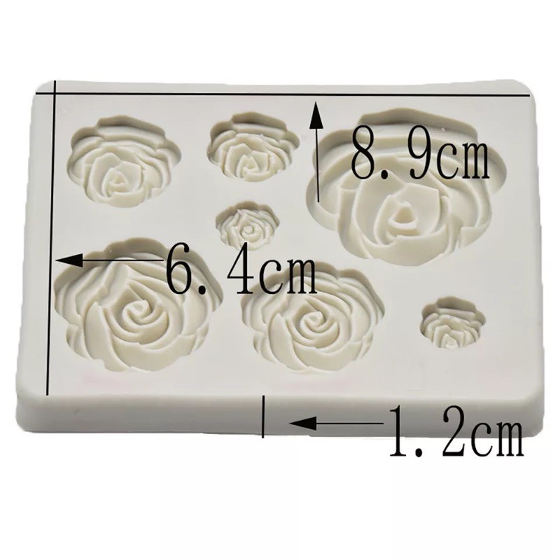 Tấm silicon 7 hoa hồng 3D làm fondant, trang trí bánh trung thu hiện đại