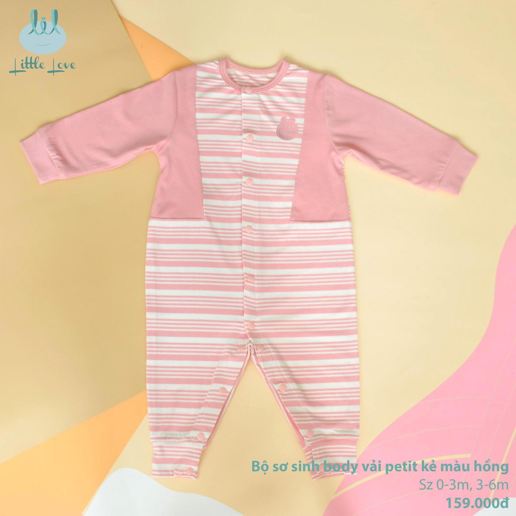 Bộ sơ sinh body vải pettit phối kẻ cho trẻ 0-6m little love