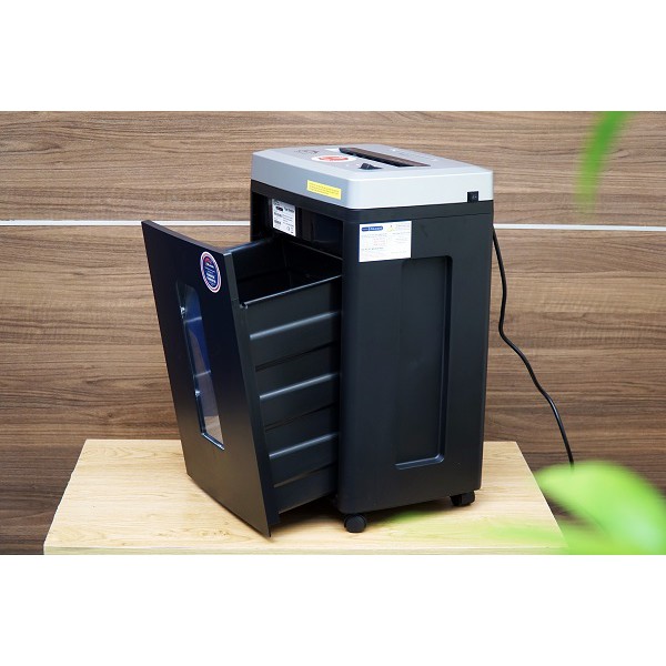 Máy hủy tài liệu mini cắt giấy tự động Silicon PS-610C,10 tờ/lần,hủy vụn 4x50mm, thùng giấy 21 Lít, Huỷ đĩa CD / DVD