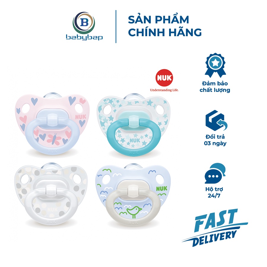 Bộ 2 Ti Giả NUK Happydays Silicone Không Màu, Không Mùi, Chịu Nhiệt Cao, Dễ Vệ Sinh.