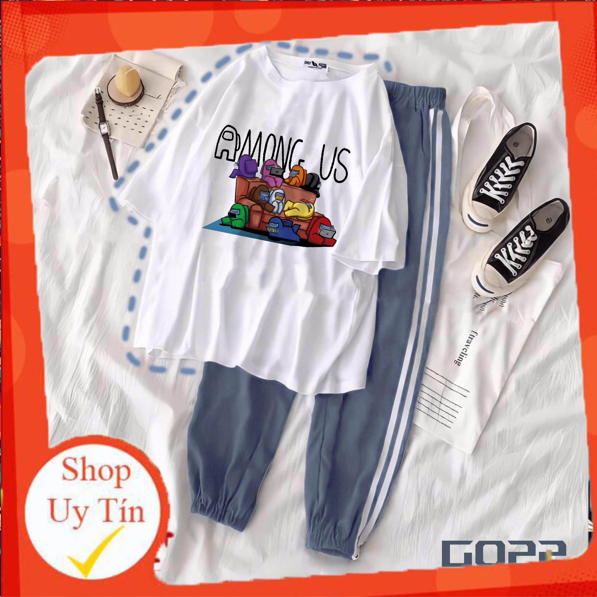 [Hàng Xịn] Set Áo Thun Unisex Tay Lửng Quần Kẻ 3 Sọc, Quần Ulzzang 2 sọc , Quần Bo Gấu | BigBuy360 - bigbuy360.vn