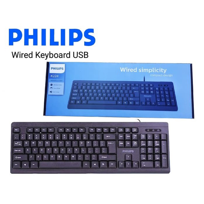 Bàn Phím có dây Philips SPK6224/ K224 thích hợp cho văn phòng - HÀNG CHÍNH HÃNG