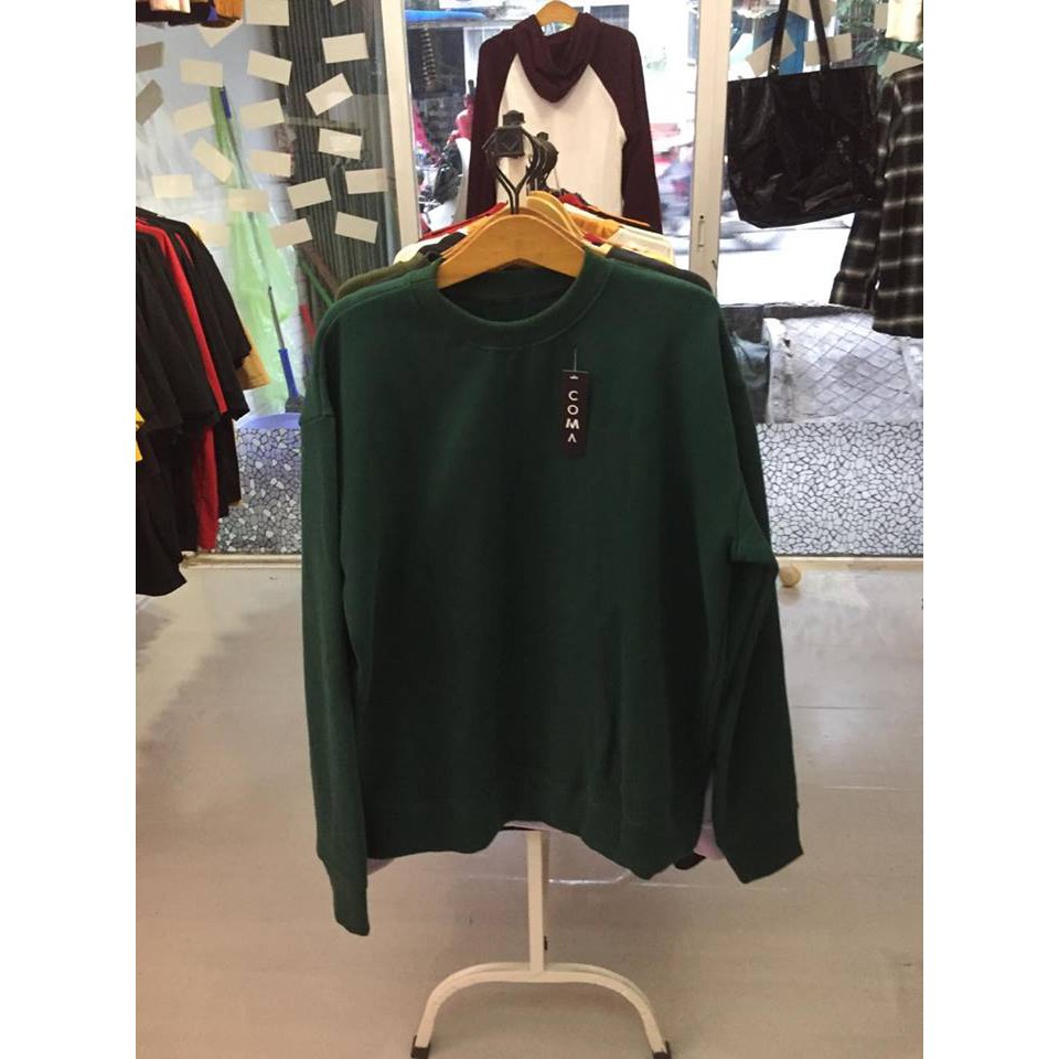 áo nỉ bông tay dài sweater xanh lá đậm / xanh rêu - dark green sweater